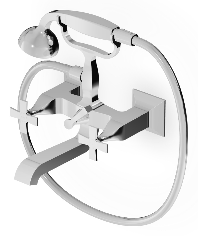 Смеситель для ванны/душа Zucchetti Bellagio, настенный, на 2 отверстия, с ручным душем, цвет хром