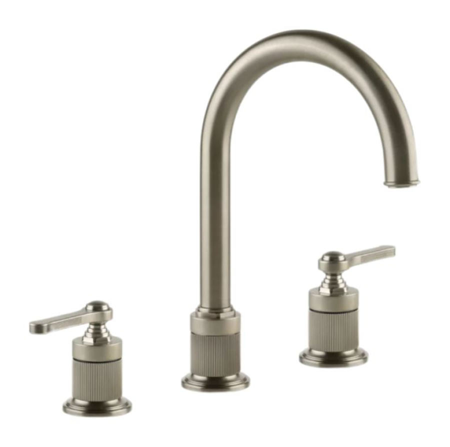Смеситель для раковины Gessi Venti20, двухрычажный, зонтичный, с соединительными шлангами, без донного клапана, глубина 212 мм, цвет Finox Brushed Nickel