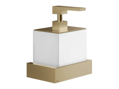 На изображении товар Дозатор для жидкого мыла Gessi Rettangolo, настенный, цвет Warm Bronze Brushed PVD от официального представителя в Москве