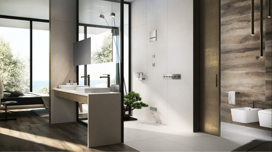 Дозатор для жидкого мыла Gessi Rettangolo, настенный, цвет Warm Bronze Brushed PVD - изображение 2