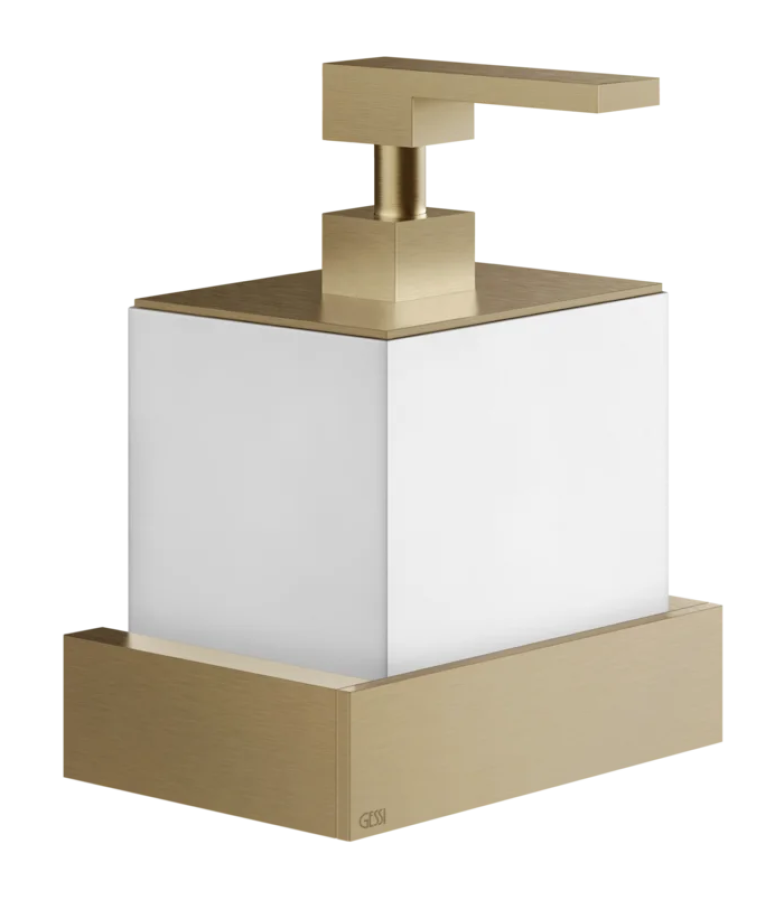 Дозатор для жидкого мыла Gessi Rettangolo, настенный, цвет Warm Bronze Brushed PVD